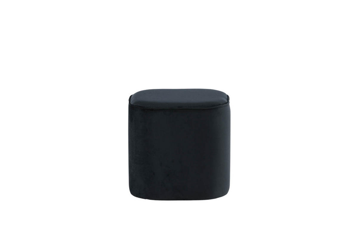 POUF Velour schwarz - Schwarz, Holzwerkstoff (44/41/44cm) - ebuy24