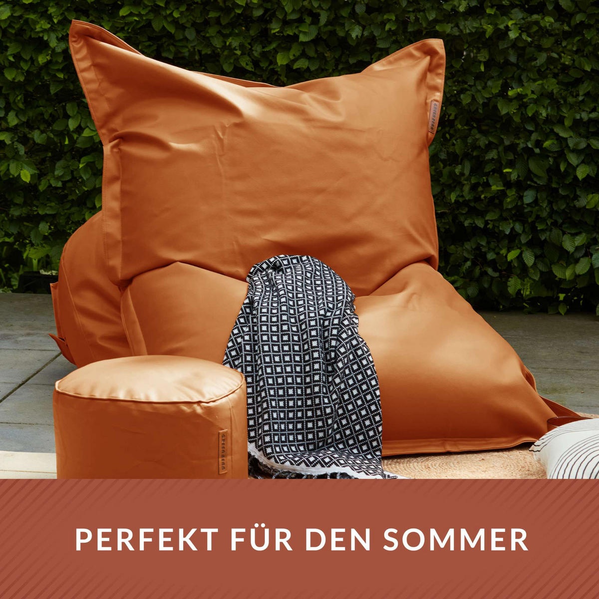 INDOOR RIESEN SITZSACK XXL Kunstleder - Hellbraun, Textil (140/25/180cm) - Green Bean