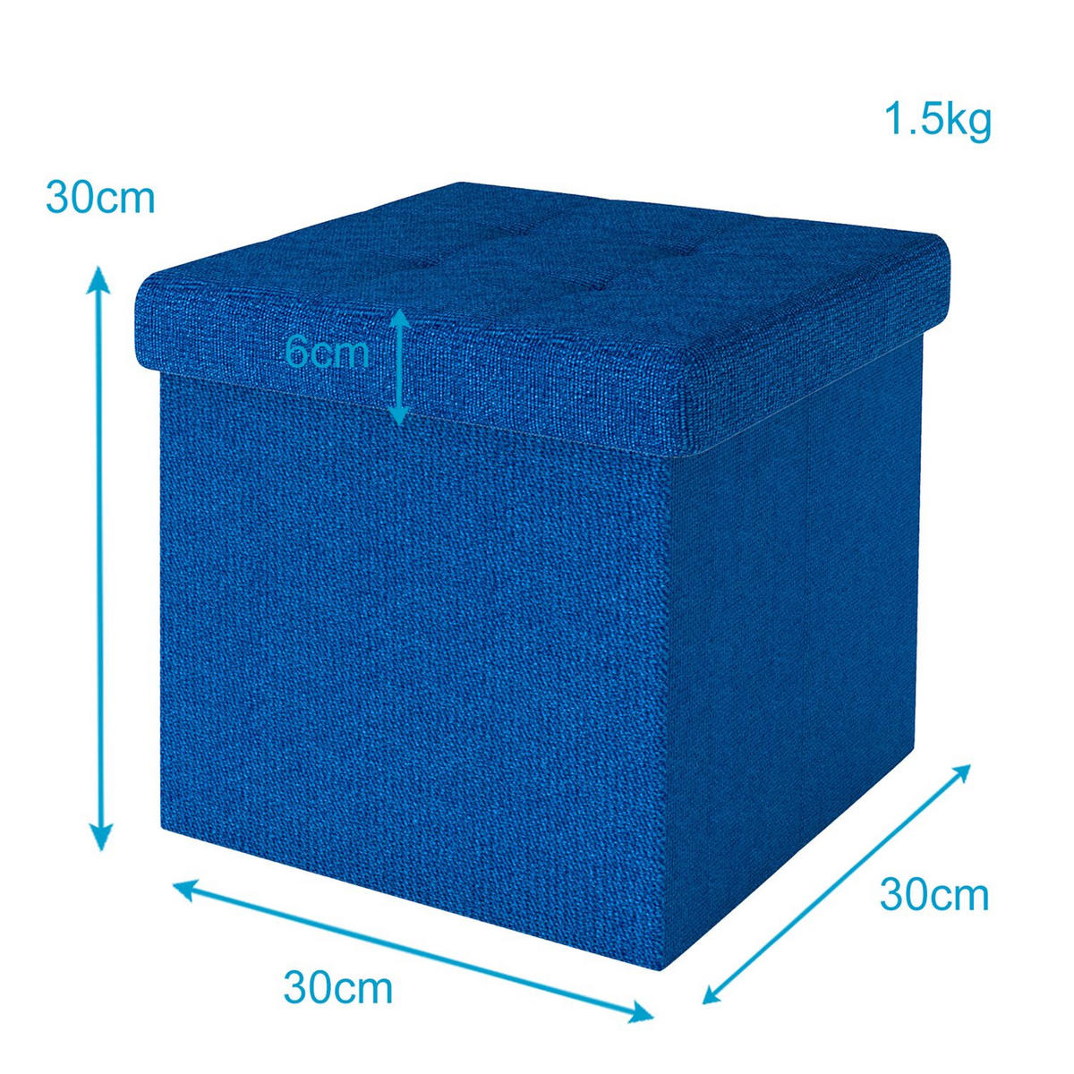 SITZWÜRFEL Faltbar 30/30/30 cm (Blau) - Blau, Textil (30/30/30cm) - Intirilife