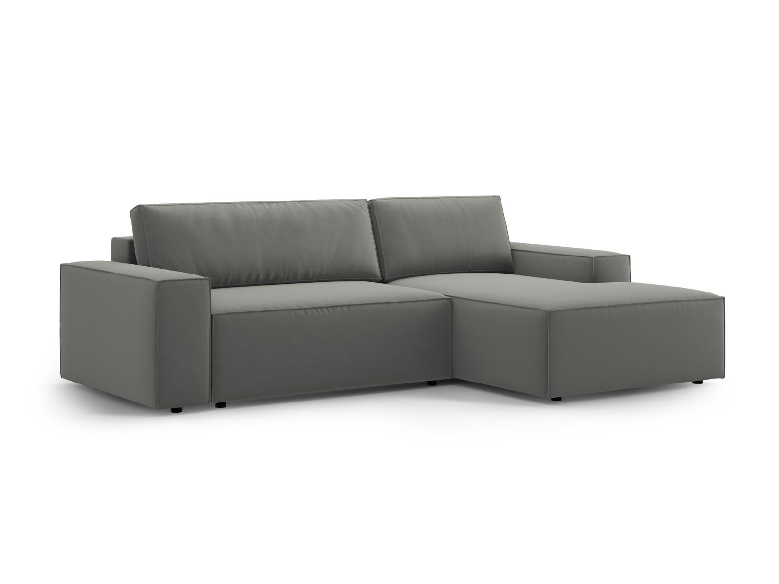ECKSOFA ausklappbar rechts mit Container Jodie aus Samt hellgrau 3 Sitzplätze - Hellgrau, Textil (151/246cm) - Micadoni