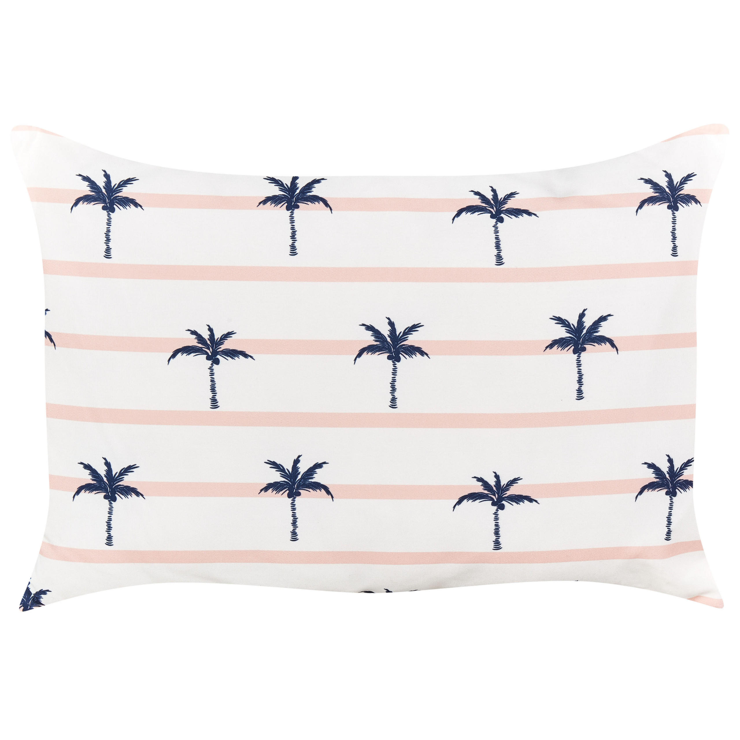 GARTENKISSEN 2er-Set Palmenmuster weiß 40/60 cm Moltedo - Weiß, Textil (40/60cm) - Beliani