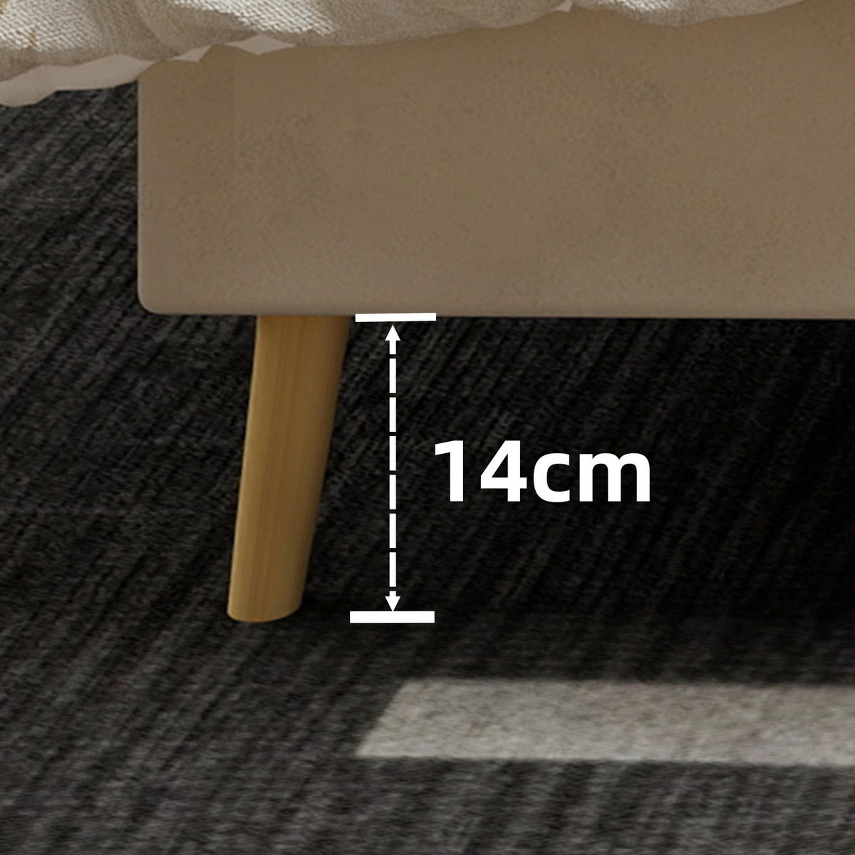 ČALOUNĚNÁ postel 160/200 cm se sametovým čelem a pevnou konstrukcí, bez úložného prostoru, Béžová - béžová, textil (160/200cm) - Redom