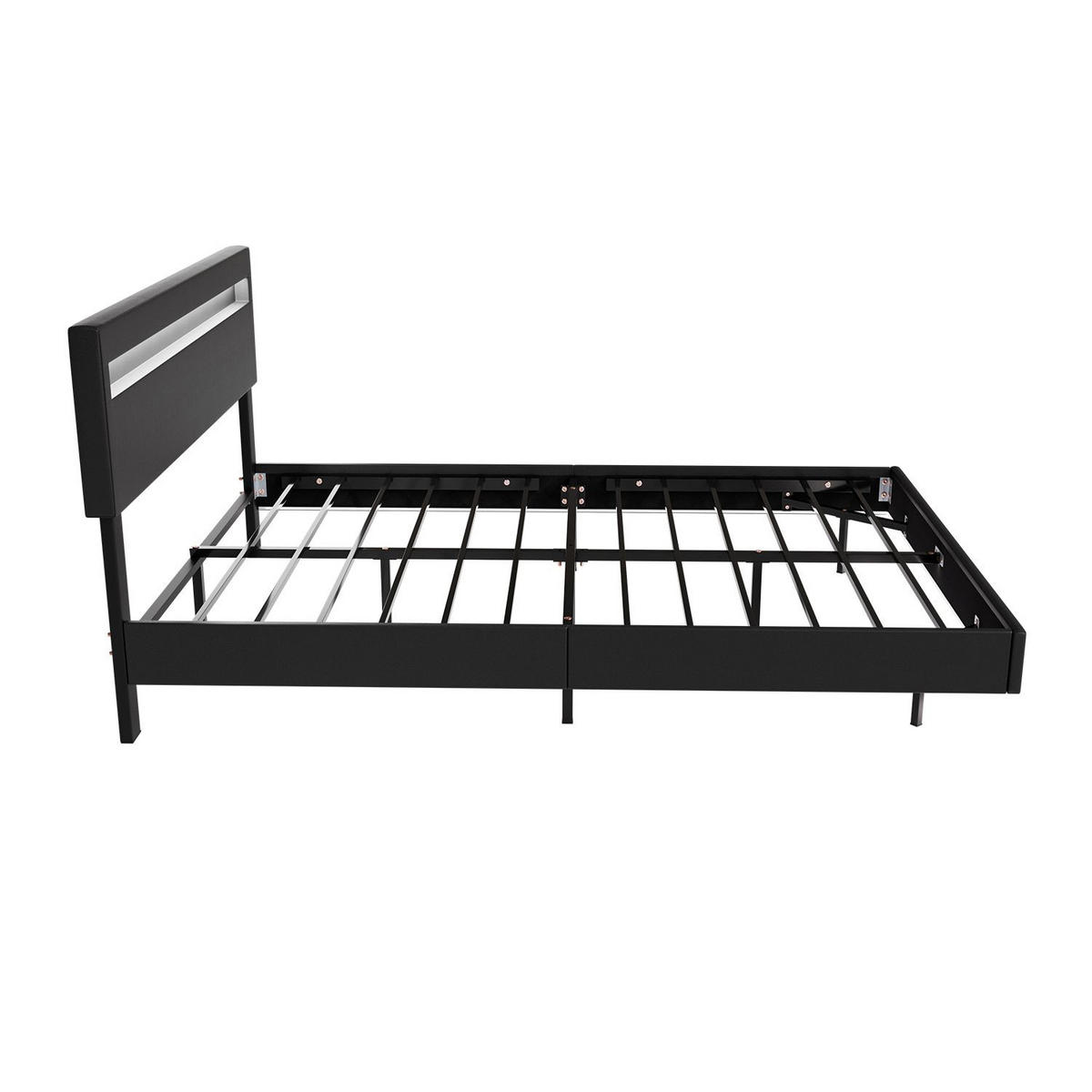 SCHWEBEBETT Lissabon Schwarz 140/200 cm Kunstleder - Schwarz, Textil (140/200cm) - Juskys