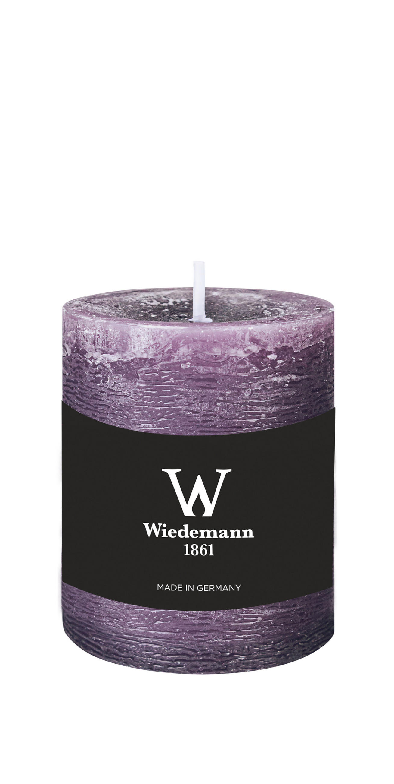 STUMPENKERZE Rustik Marble Style Mauve Lila 80 x Ø 68 mm, 1 Stück - Mauve, Paraffin (8cm) - Wiedemann Kerzen