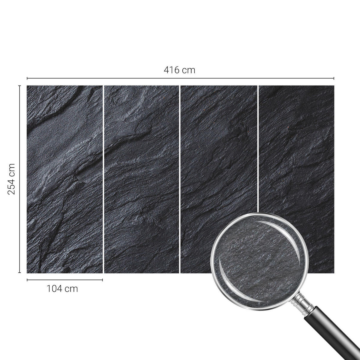 FOTOTAPETE 416x254 cm - Steinstruktur - Grau, Textil (416/254cm) - Wallfluent