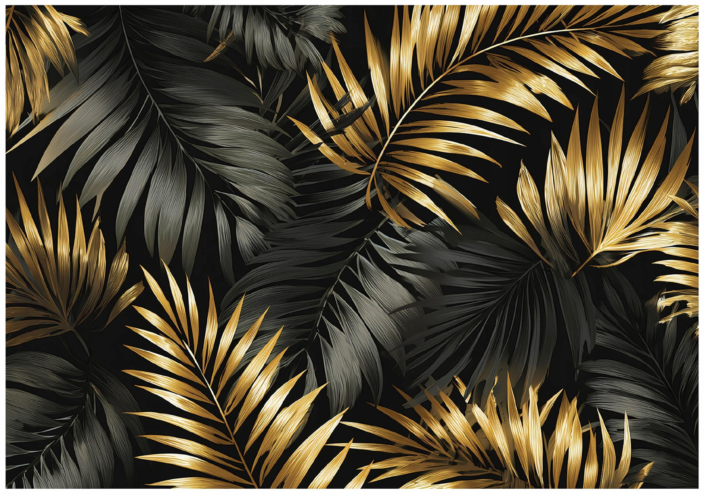 FOTOTAPETE Blätter Abstrakt Schwarz 300x210 cm - Multicolor, Papier (300/210cm) - Wallarena