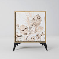 SIDEBOARD WILD TENDERNESS, Eichefarben, 57,5x42x70,5 cm, Schwarze Metall-Sternfüße - Eichefarben/Multicolor, Holzwerkstoff/Metall (57.5/70.5/42cm) - SpaceRebels
