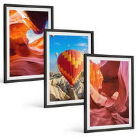 BILDER SET 3er Set - 40x60 cm Schwarzer Rahmen - Wüstenschluchten aus der Ballonfahrt - Schwarz, Kunststoff (40/60cm) - TULUP