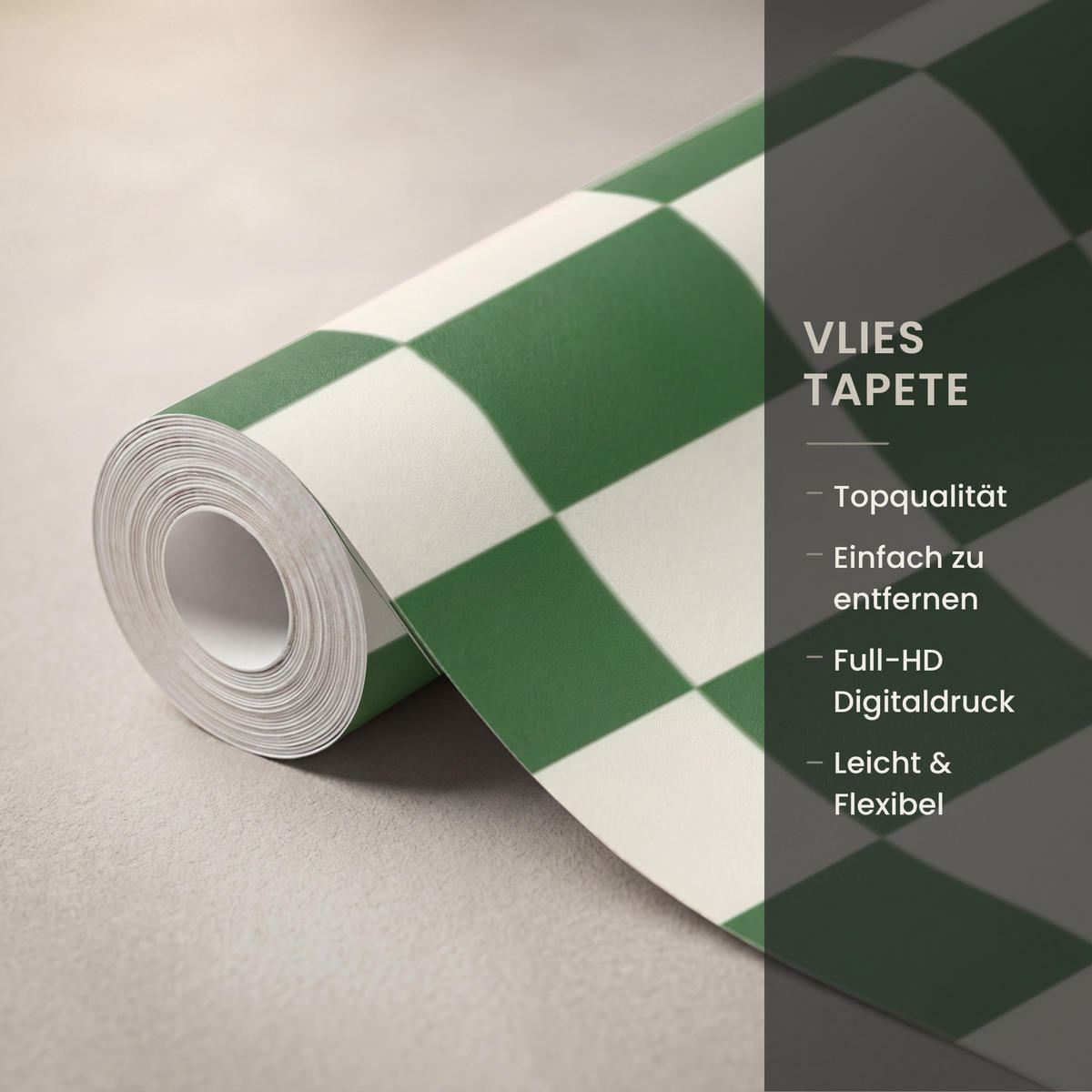 KINDERTAPETE - Schachbrett - Muster - Grün - 280x200 cm - Grün, Papier (280/200cm) - OnlyWow