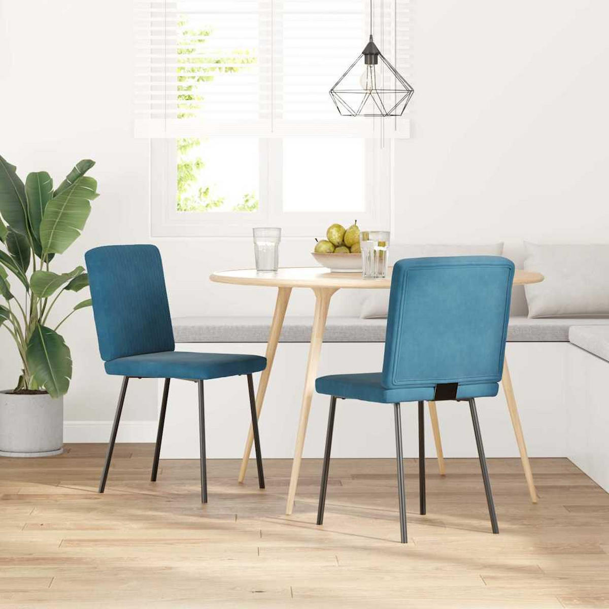 ESSZIMMERSTÜHLE 2 Stk. Blau Samt 45*54*83cm - Blau, Metall (45/83/54cm) - ZMH