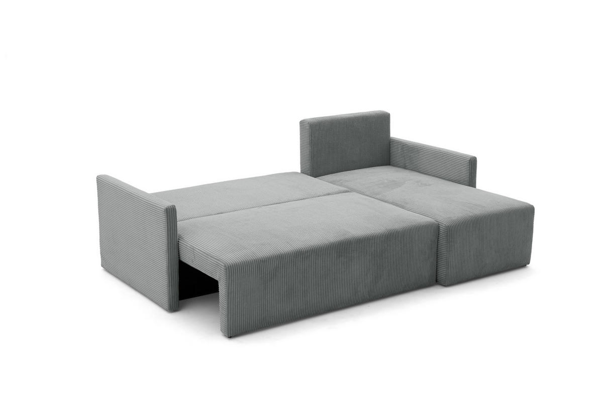 ECKSOFA GARDA L Links mit Schlaffunktion 132x198 Cord Grau - Schwarz/Grau, Holz/Kunststoff (209/145cm) - NACANAPA