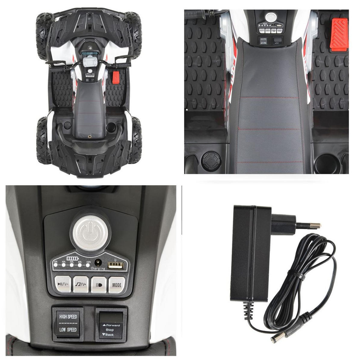 ELEKTROFAHRZEUG Buggy Cool NEL-007 weiß EVA-Reifen, Scheinwerfer, Musikfunktion - Weiß, Kunststoff (117/68/75cm) - Moni