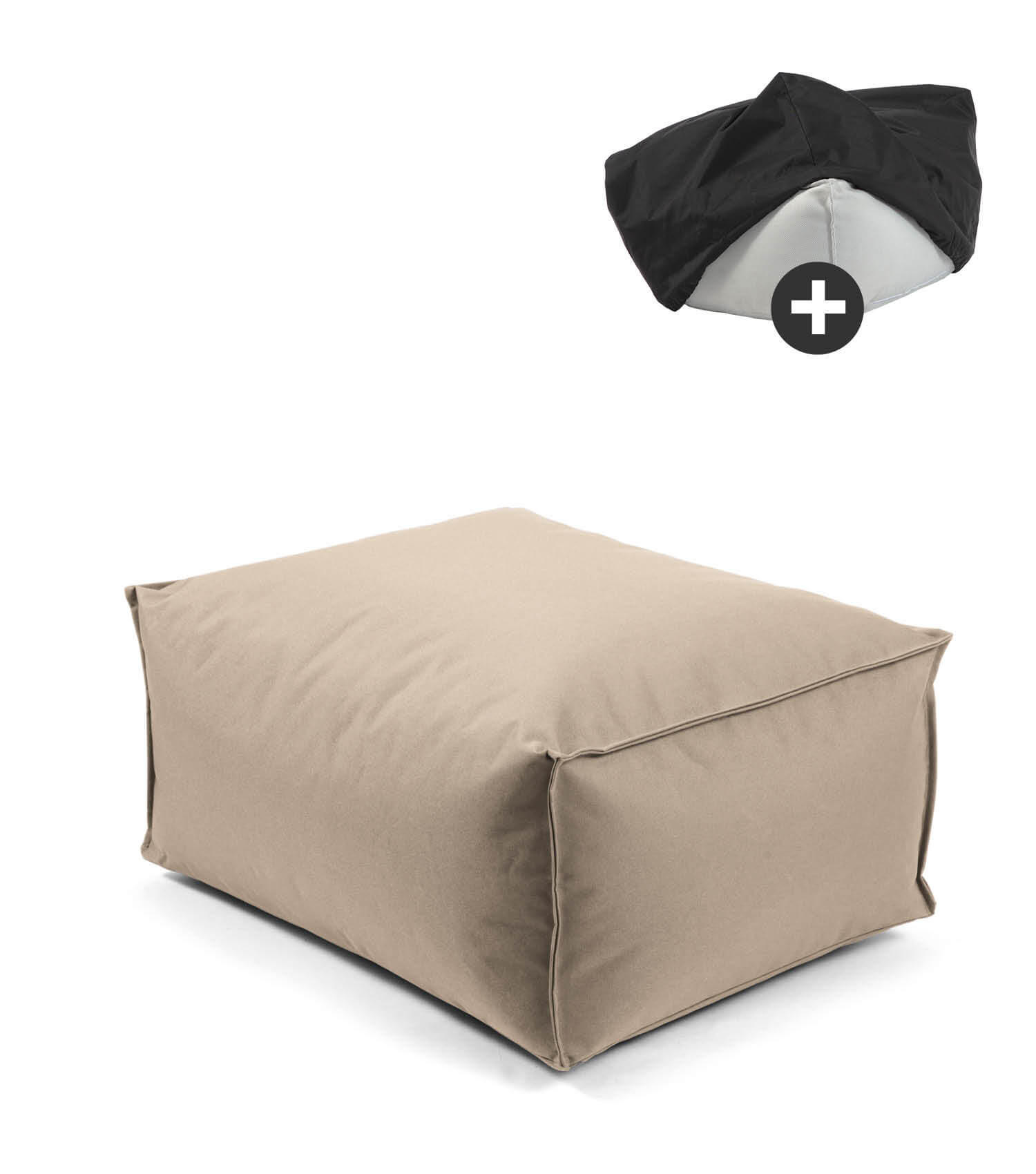 OUTDOOR POUF mit Schutzhülle Der Ruhestifter - Cappuccino, Textil (60/25/45cm) - Mokebo