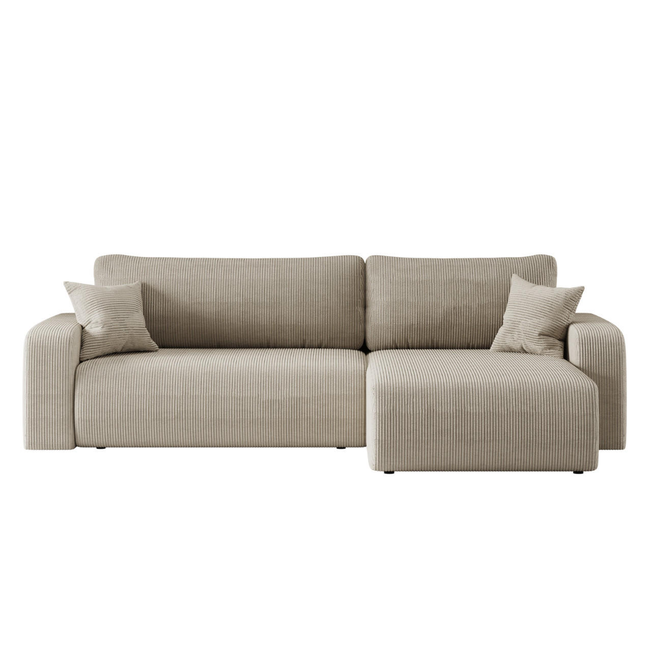 SCHLAFSOFA MILANO XL und bettkasten stoff Poso Dicker Cord Dunkelbeige Rechts - Sandfarben/Beige, Holz (274/82/145cm) - Kaiser Möbel