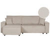 2-SITZER-ECKSOFA Cord beige linksseitig mit Schlaffunktion Abacka - Beige/Schwarz, Textil (247/147cm) - Beliani