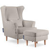 OHRENSESSEL STRALIS mit Sitzhocker, hellbeige - Beige, Textil (82/108/80cm) - KONSIMO®