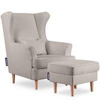 OHRENSESSEL STRALIS mit Sitzhocker, hellbeige - Beige, Textil (82/108/80cm) - KONSIMO®