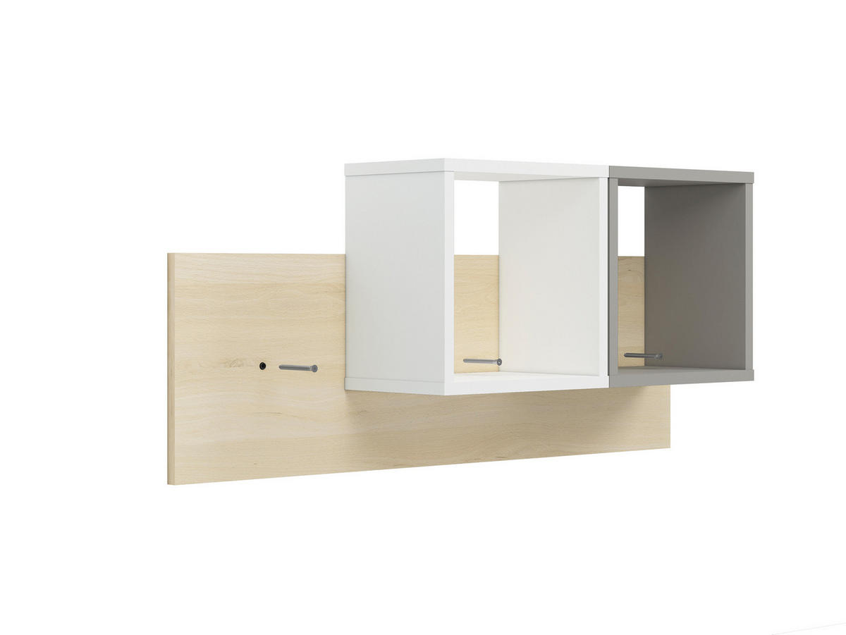 KINDERZIMMER-SET Drop Fjord Buche / weiß / grau 4-teilig - Multicolor/Braun, Holz/Holzwerkstoff (291/199/55cm) - Feldmann-Wohnen