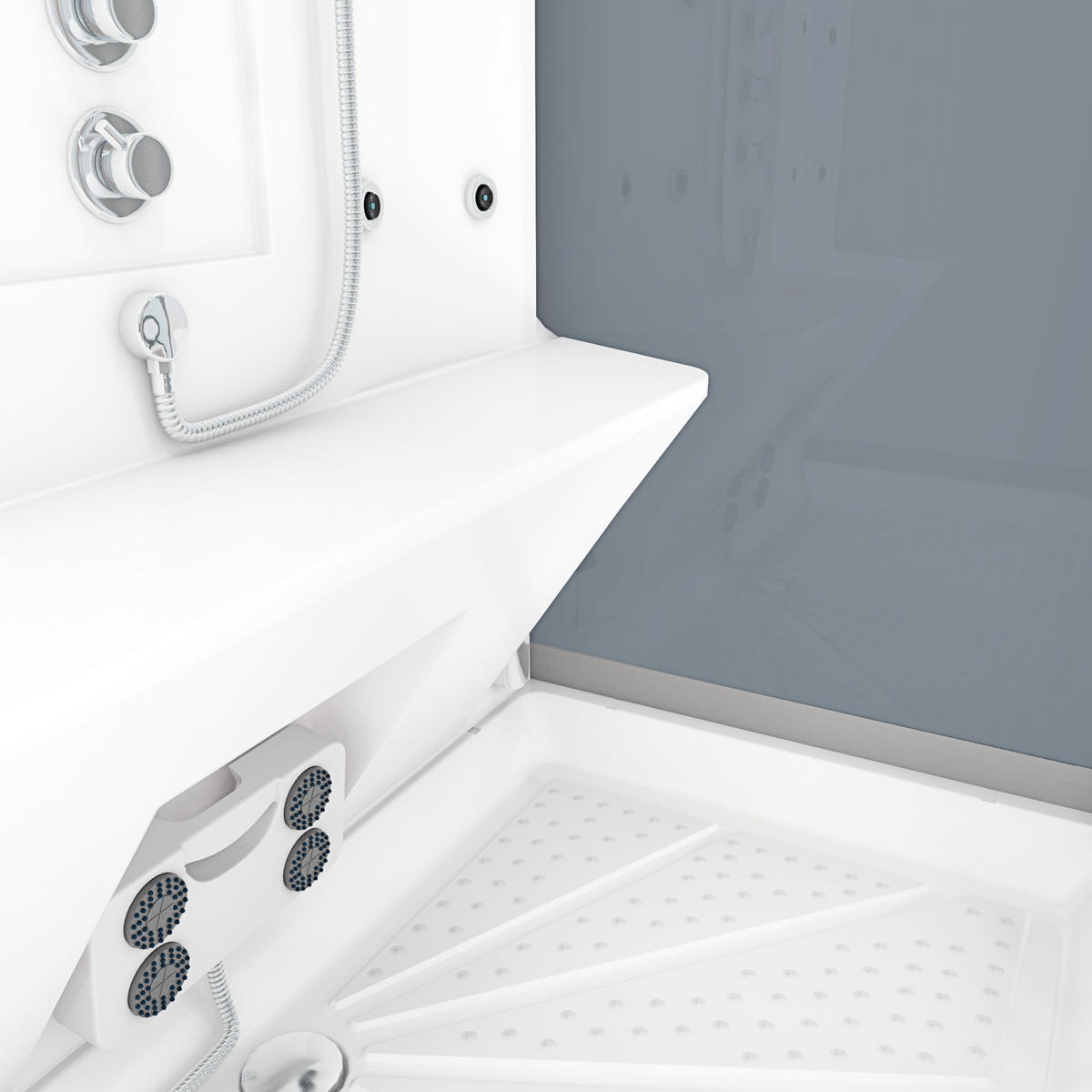 ACQUAVAPORE Dampfdusche Sauna Dusche Duschkabine D27-TH-EA 140x90 cm OHNE 2K Scheiben Versiegelung - Weiß, Glas/Kunststoff (140/90/215cm) - AcquaVapore by Sandra Jentho