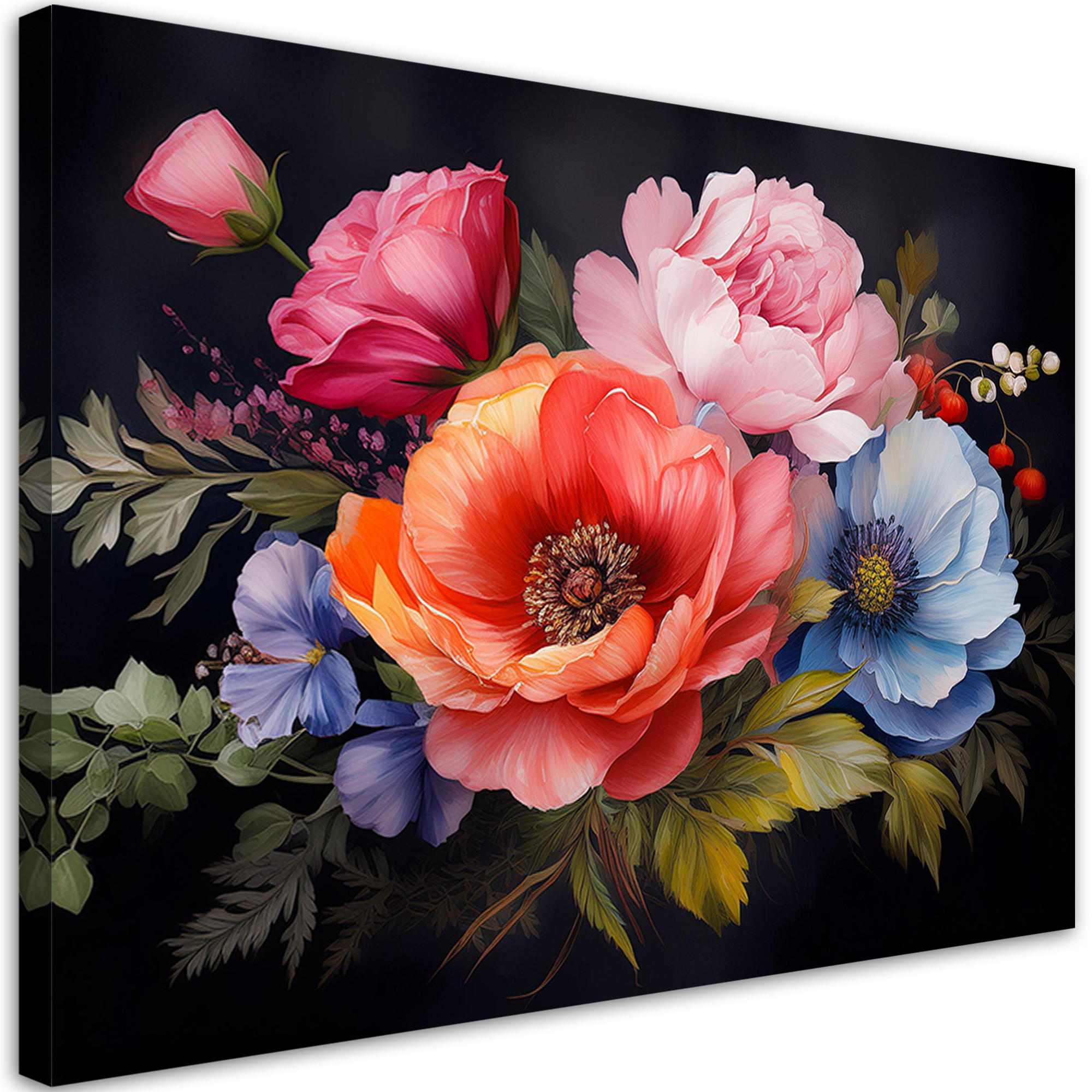 WANDBILD farbige blumen - Multicolor, Textil (60/40cm) - Feeby