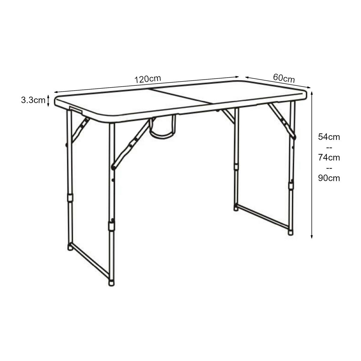 KLAPPTISCH Adelfia - Schwarz, Kunststoff/Metall (120/60/90cm) - [en.casa]