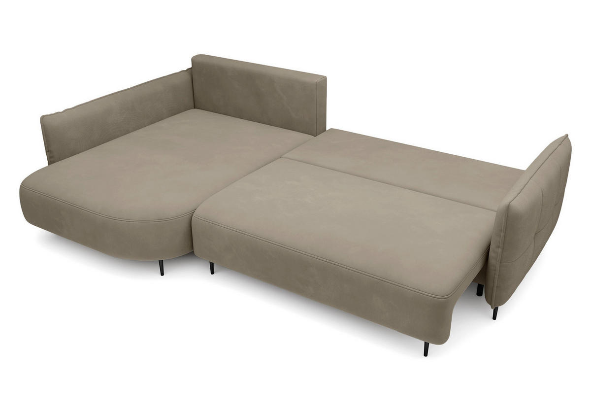 ECKSOFA Oblivio Hellbraun Velours - Hellbraun/Schwarz, Textil/Metall (285/200cm) - Selsey