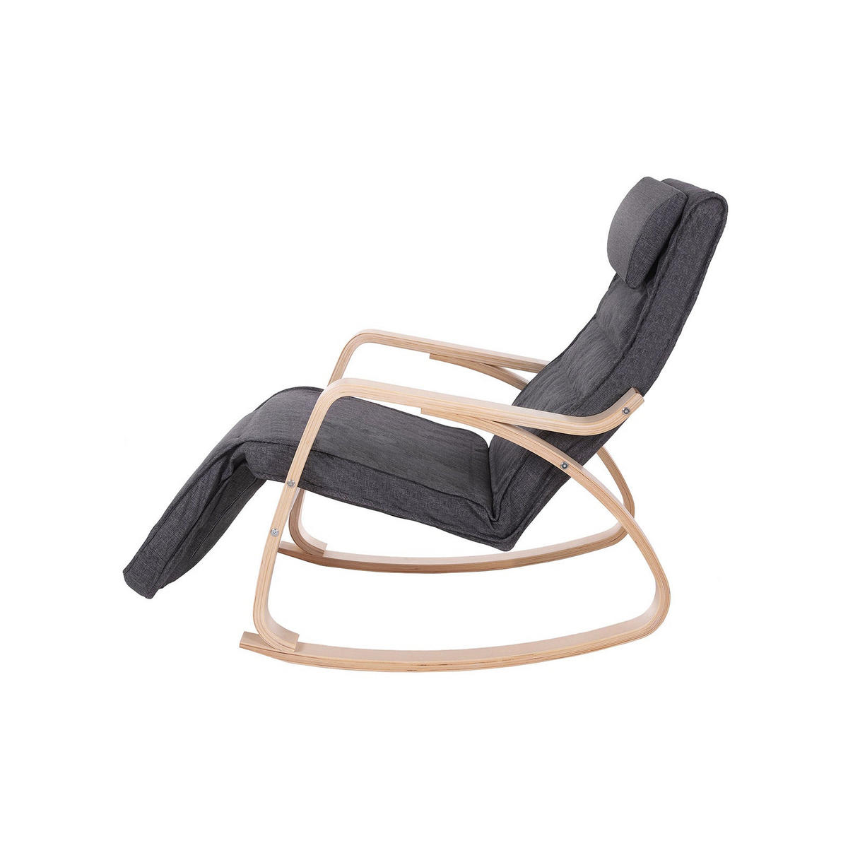 SCHAUKELSTUHL RELAXSTUHL MIT FUSSSTÜTZE - Grau, Holzwerkstoff (125/91/67cm) - Hansiro