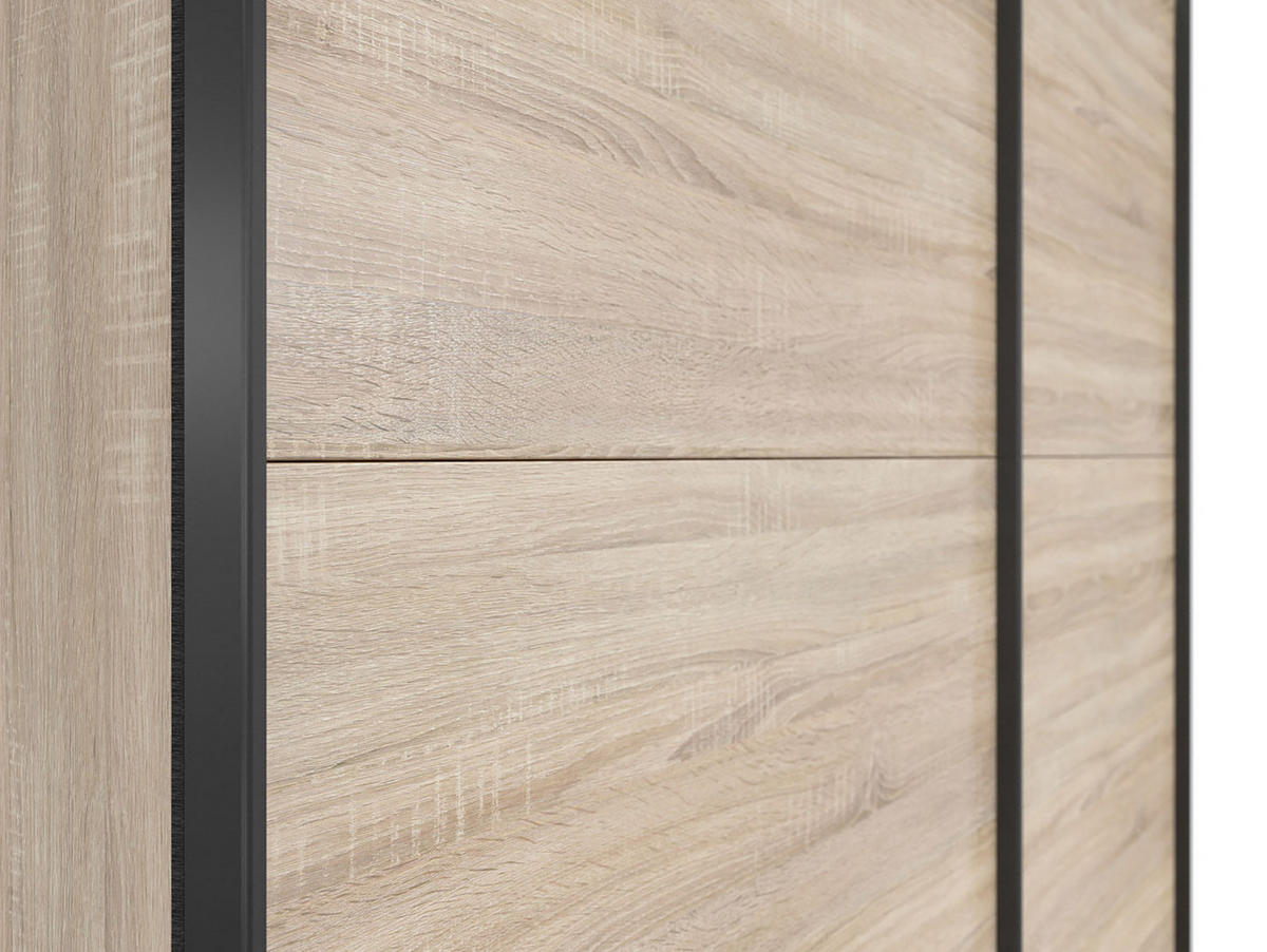 SCHWEBETÜRENSCHRANK Tetrix Eiche Sonoma 183 / 60 / 195,5cm - Eichefarben/Braun, Holzwerkstoff (183/196/60cm) - Feldmann-Wohnen