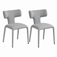 ESSSTUHL 2er-Set mit Rollen Grau Kunstleder 53 x 53 x 78 cm - Grau, Metall (53/78/53cm) - Meubliv
