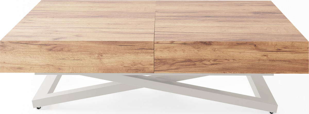 COUCHTISCH Cavetta U höhenverstellbar ausziehbar, Craft Eiche 120-200/80/27-76 cm - Kaschmir/Eiche Wotan, Holzwerkstoff/Metall (80/120/76cm) - WFL GROUP