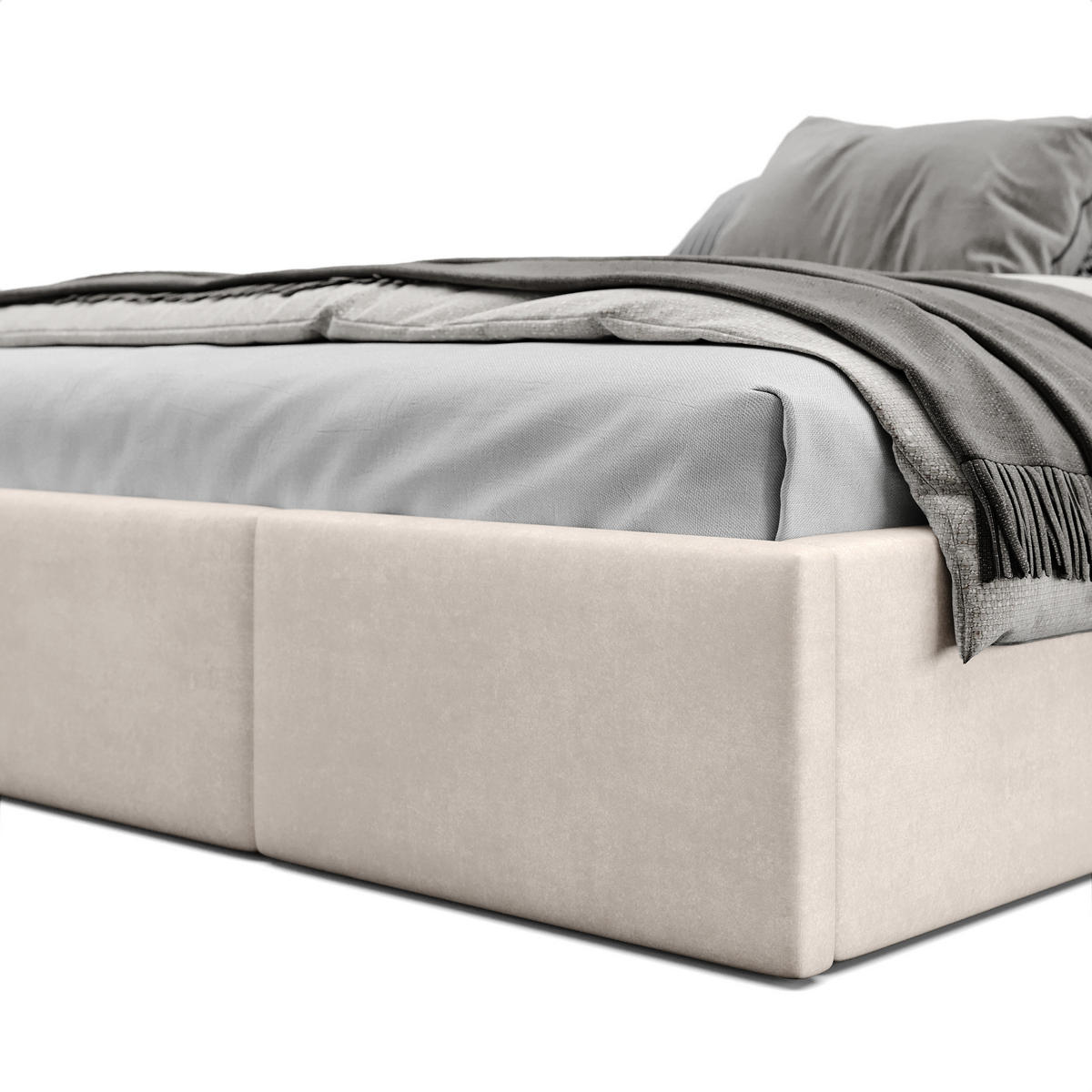 POLSTERBETT für Schlafzimmer Bett mit Stauraum Creme 140x200cm - Creme, Holzwerkstoff/Textil (160/200cm) - Muralo