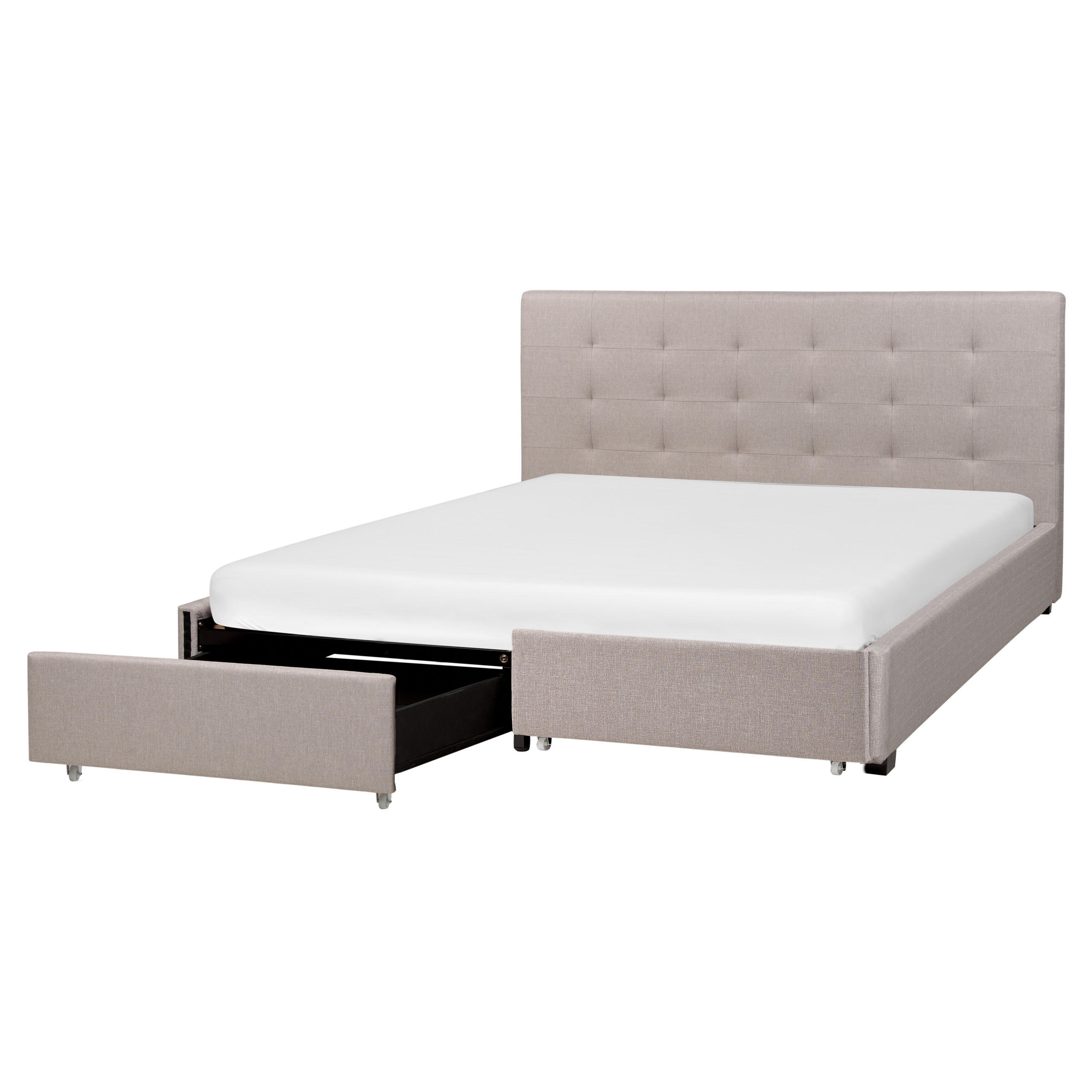 BETT 160/200 cm Hellgrau La Rochelle - Hellgrau/Schwarz, Textil (160/200cm) - Beliani