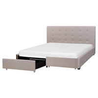 BETT 160/200 cm Hellgrau La Rochelle - Hellgrau/Schwarz, Textil (160/200cm) - Beliani