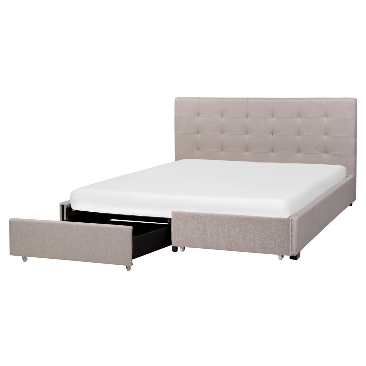 BETT 160/200 cm Hellgrau La Rochelle - Hellgrau/Schwarz, Textil (160/200cm) - Beliani