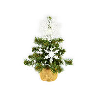 LAALU WEIHNACHTSBAUM geschmückt künstlich mit 13 Ornamenten TINY 1 in Topf 25 cm - Silberfarben/Weiß, Kunststoff (25cm) - LAALU