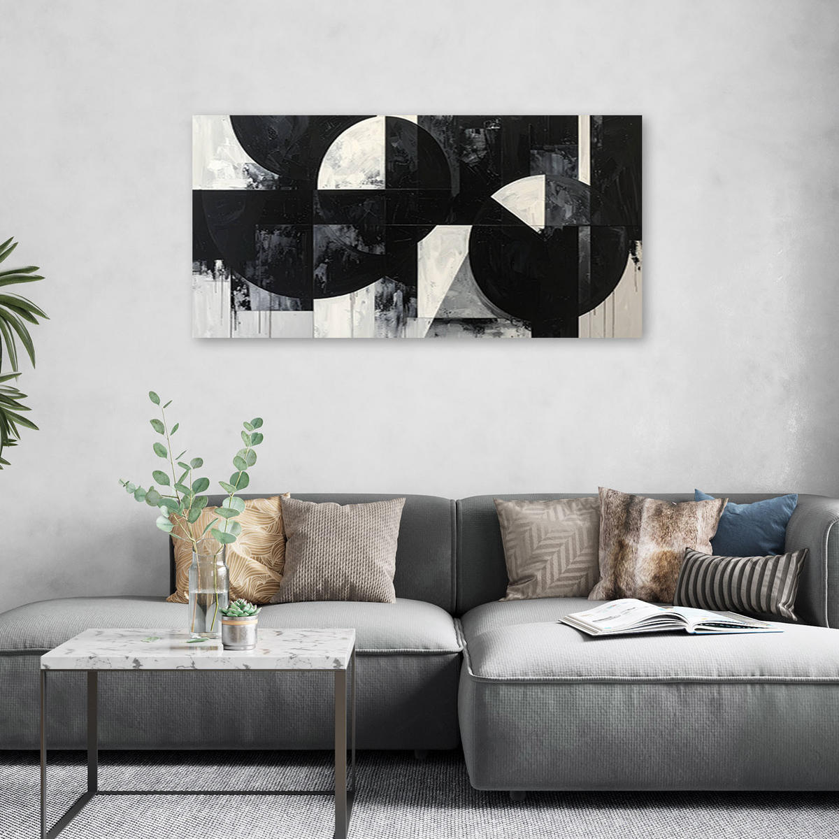 LEINWANDBILD 3D und geometrisch 120x60cm - Schwarz, Textil (120/60cm) - Feeby