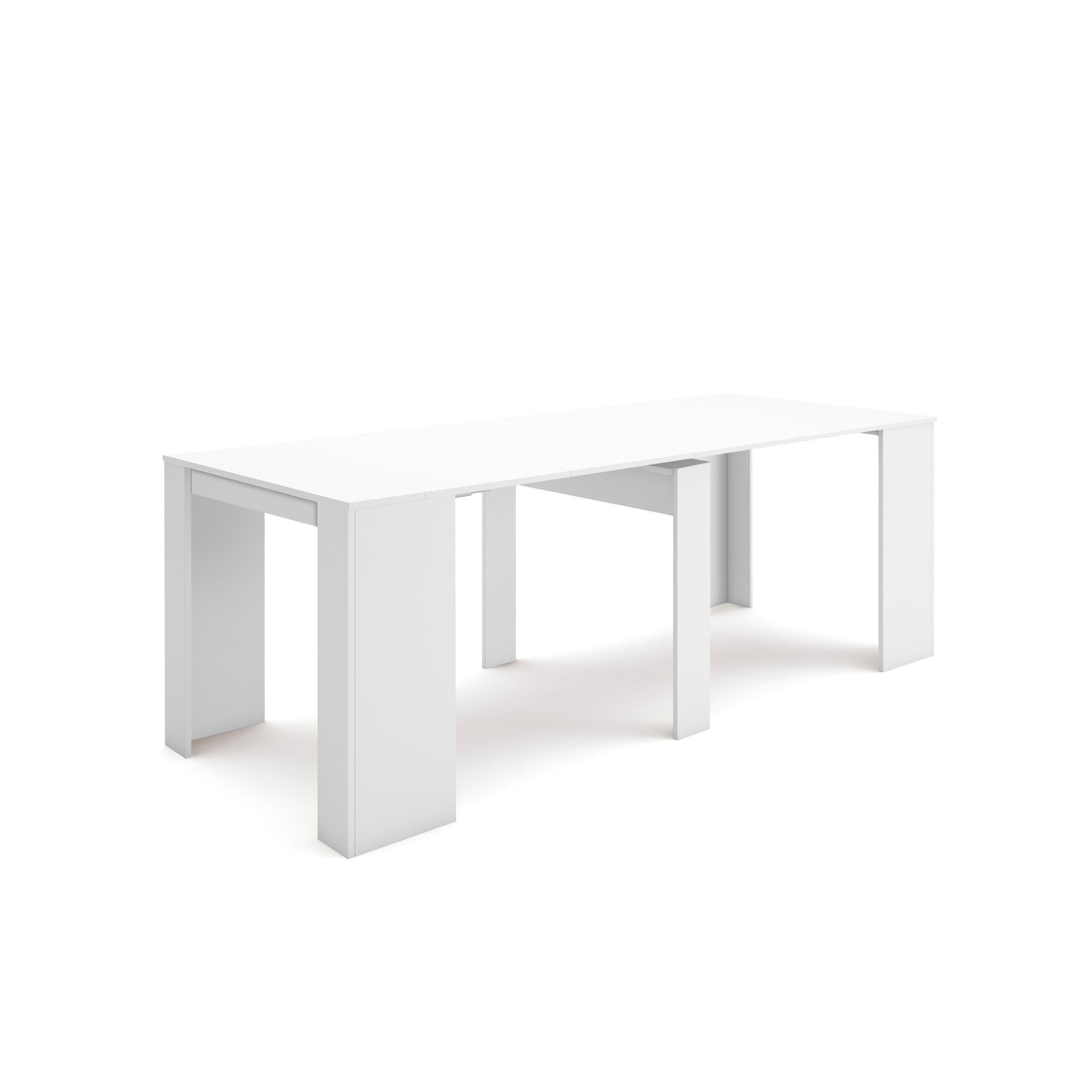 KONSOLENTISCH ausziehbar bis 222cm, für 10 Gäste, weiß, 222/90/77cm - Weiß, Holzwerkstoff (90/222/77cm) - Skraut Home
