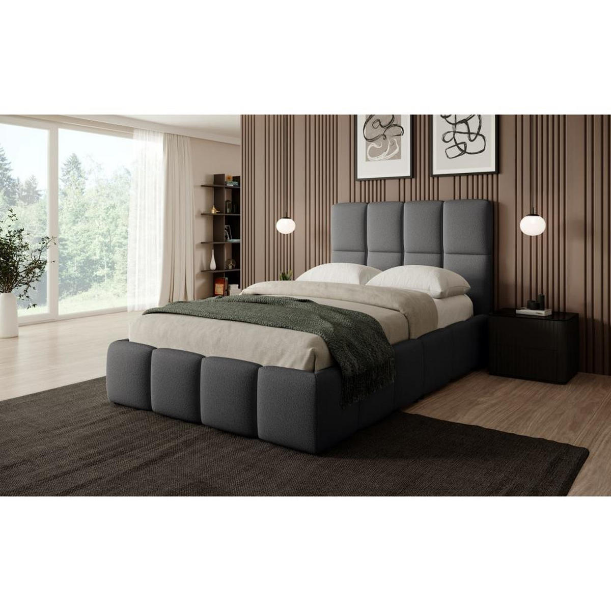 POLSTERBETT Nostro mit Bettkasten 140x200 cm dunkelgrau - Dunkelgrau/Schwarz, Textil (140/200cm) - Beautysofa