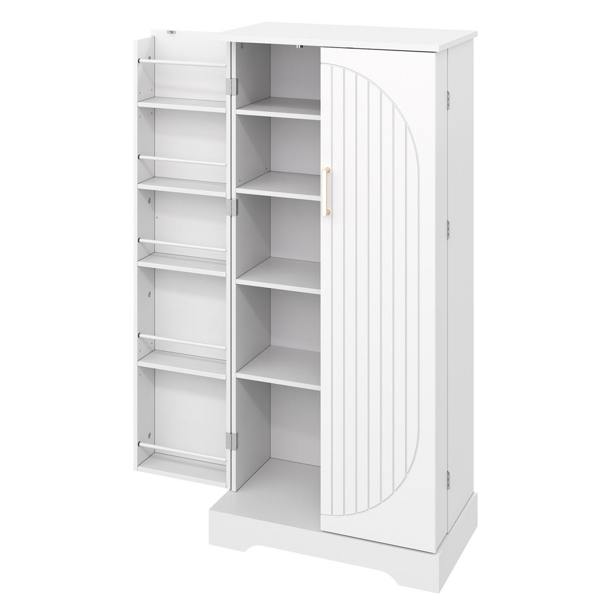 BUFFET aus MDF 60x35x128 cm Weiß mit LED-Sensorleuchte, verstellbaren Ablagen und platzsparendem Stauraum - Weiß, Holzwerkstoff (60/128/35cm) - Modfu