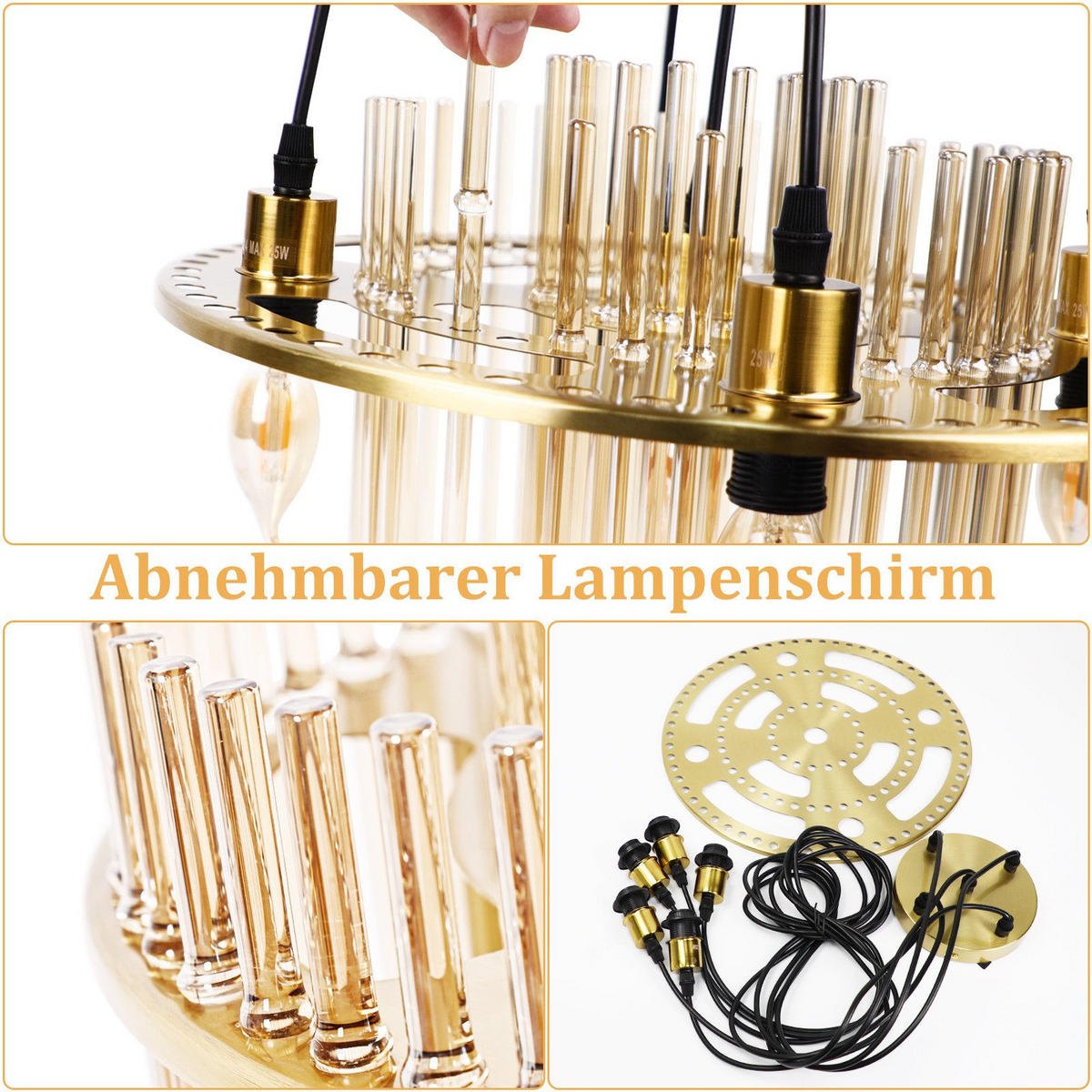 PENDELLEUCHTE BERGISCH Ⅲ 15/40/150 cm - Goldfarben, Metall (15/40/150cm) - Nettlife