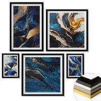 WANDBILDER 5er-Set - 50x50 cm & 20x30 cm & 40x60 cm Schwarzer Rahmen - Abstrakte, elegante Muster - Schwarz, Kunststoff (40/60cm) - ArtPrintCave