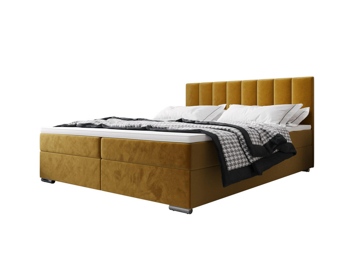 BOXBETT ZILANO 2 mit Matratze H3 und Topper 160x200 Itaka 33 - Orange, Holz/Textil (160/200cm) - Bedante