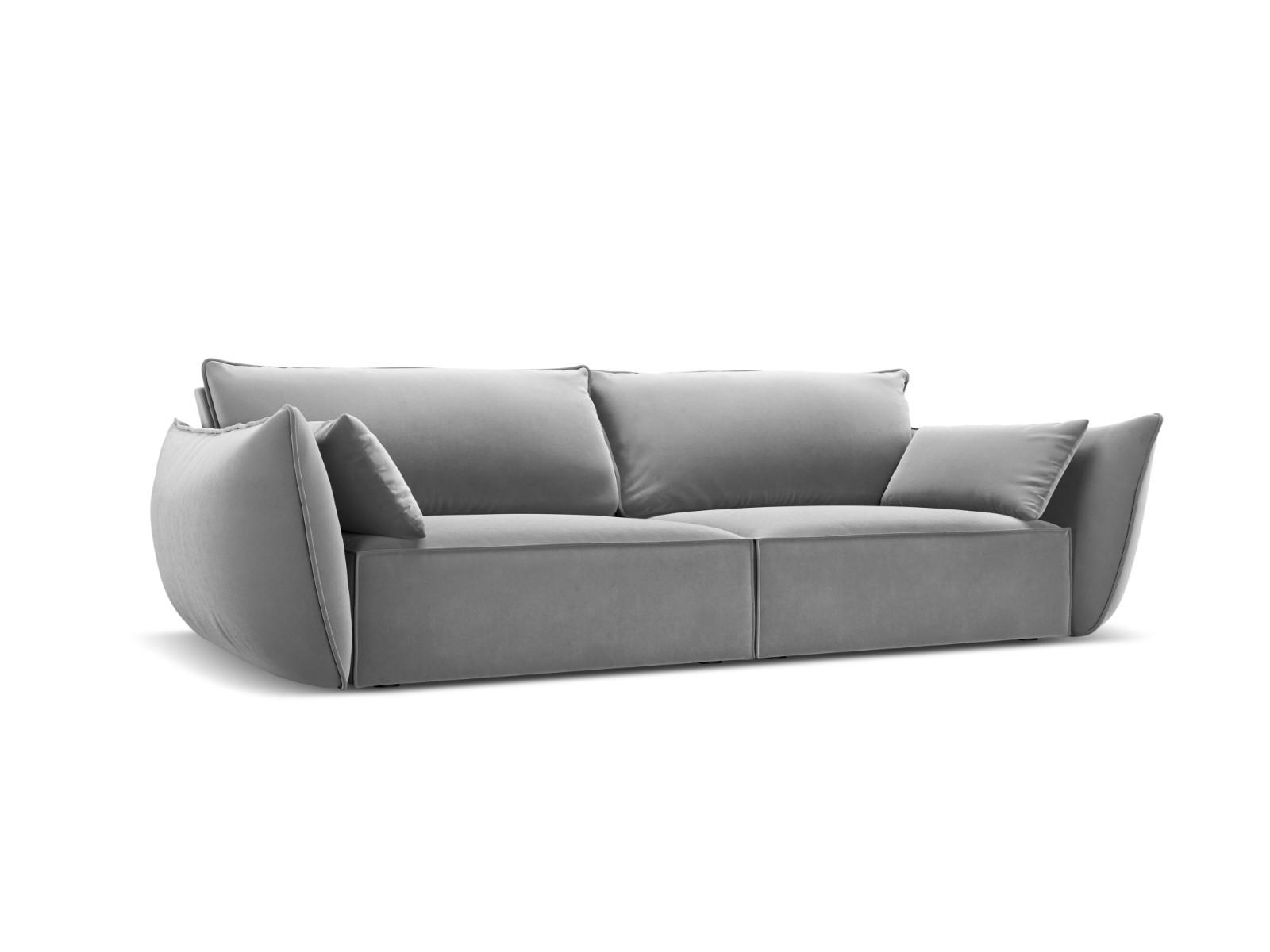 SOFA Kaelle aus Samt grau 3 Sitzplätze - Grau, Textil (100/85/208cm) - Micadoni