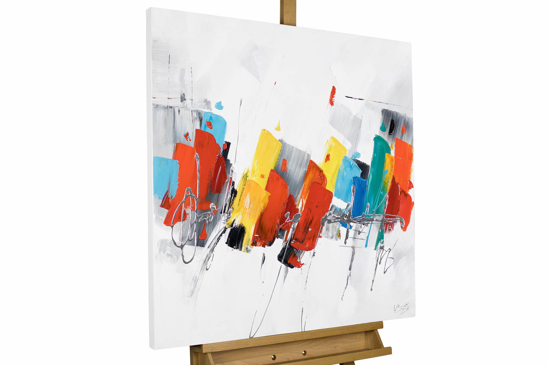 ÖLGEMÄLDE 80/80 cm - Multicolor/Weiß, Holz/Textil (1.6/80cm) - KUNSTLOFT