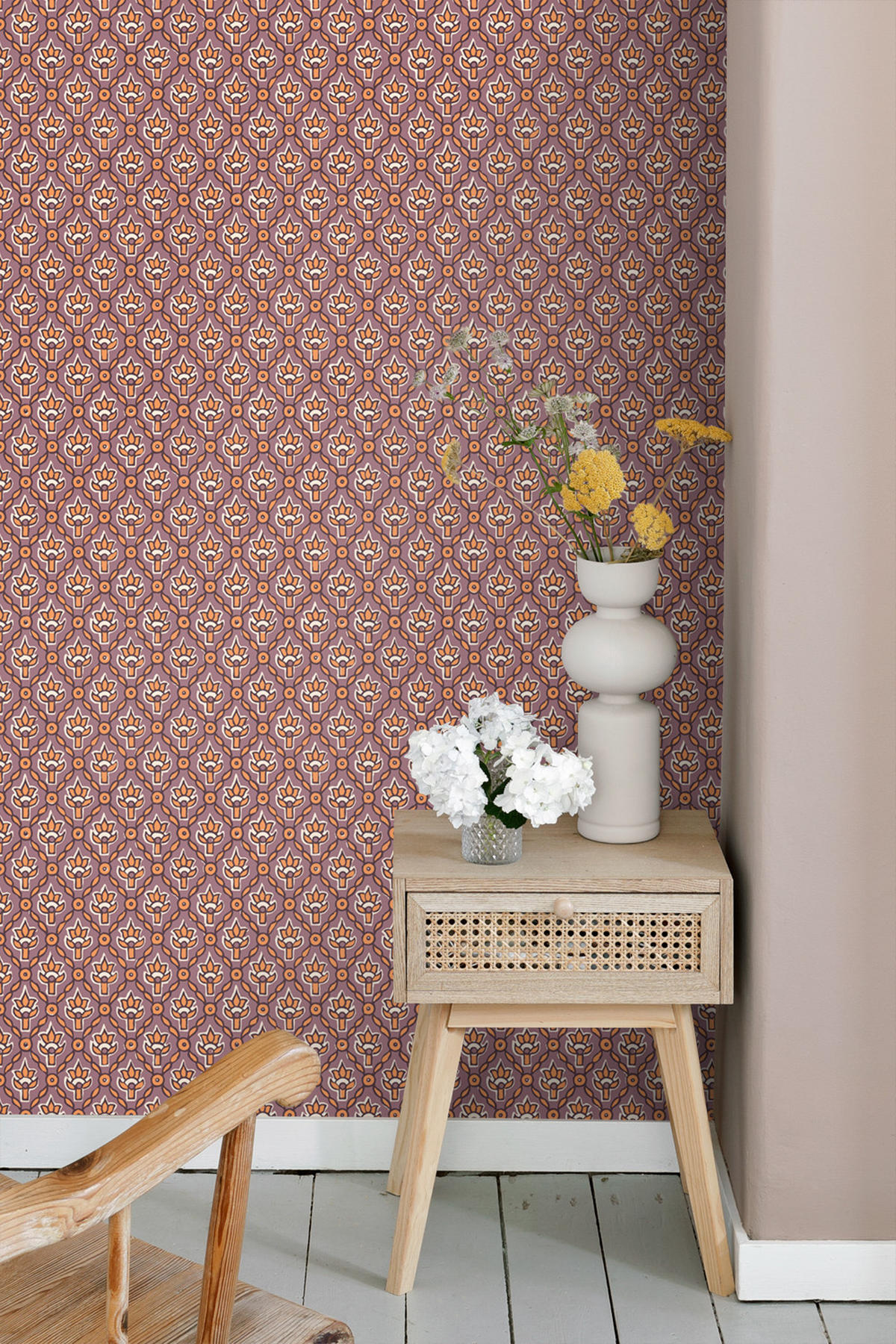 TAPETE Blumenmuster 50 x 900 cm - Lila, Papier (50/900cm) - ESTAhome