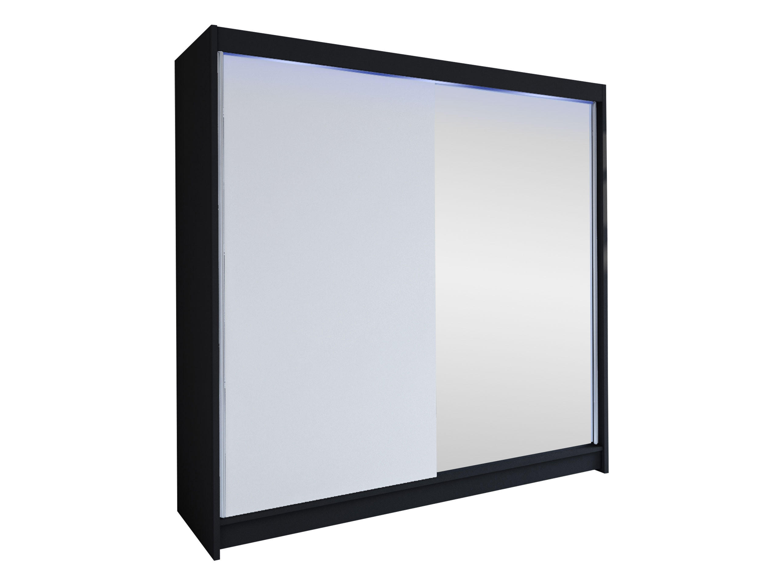 SCHWEBETÜRENSCHRANK Talin I, mit RGB LED Beleuchtung - Silberfarben/Weiß, Holzwerkstoff/Metall (180/215/58cm) - MIRJAN24