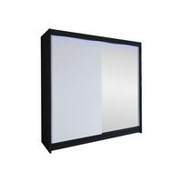 SCHWEBETÜRENSCHRANK Talin I, mit RGB LED Beleuchtung - Silberfarben/Weiß, Holzwerkstoff/Metall (180/215/58cm) - MIRJAN24