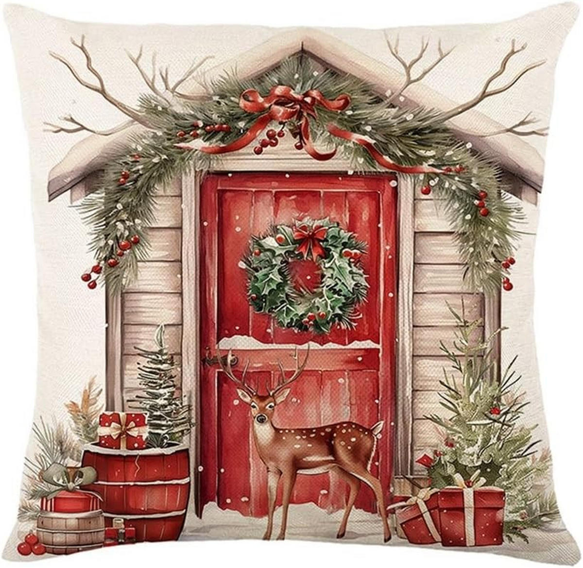 KISSENBEZUG – Weihnachtskissenbezug (Kissenfüllung nicht enthalten) – 45 x 45 cm – Multicolor(vier Stück) - Multicolor, Textil (45/45cm)