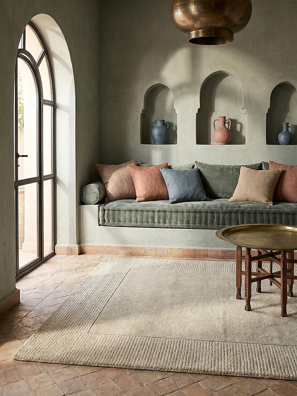 WOLLTEPPICH Uni-Design, mit Randdetails, handgewebt MOLE, Beige 120x170 cm - Beige, Textil (170/120cm) - KADIMA DESIGN