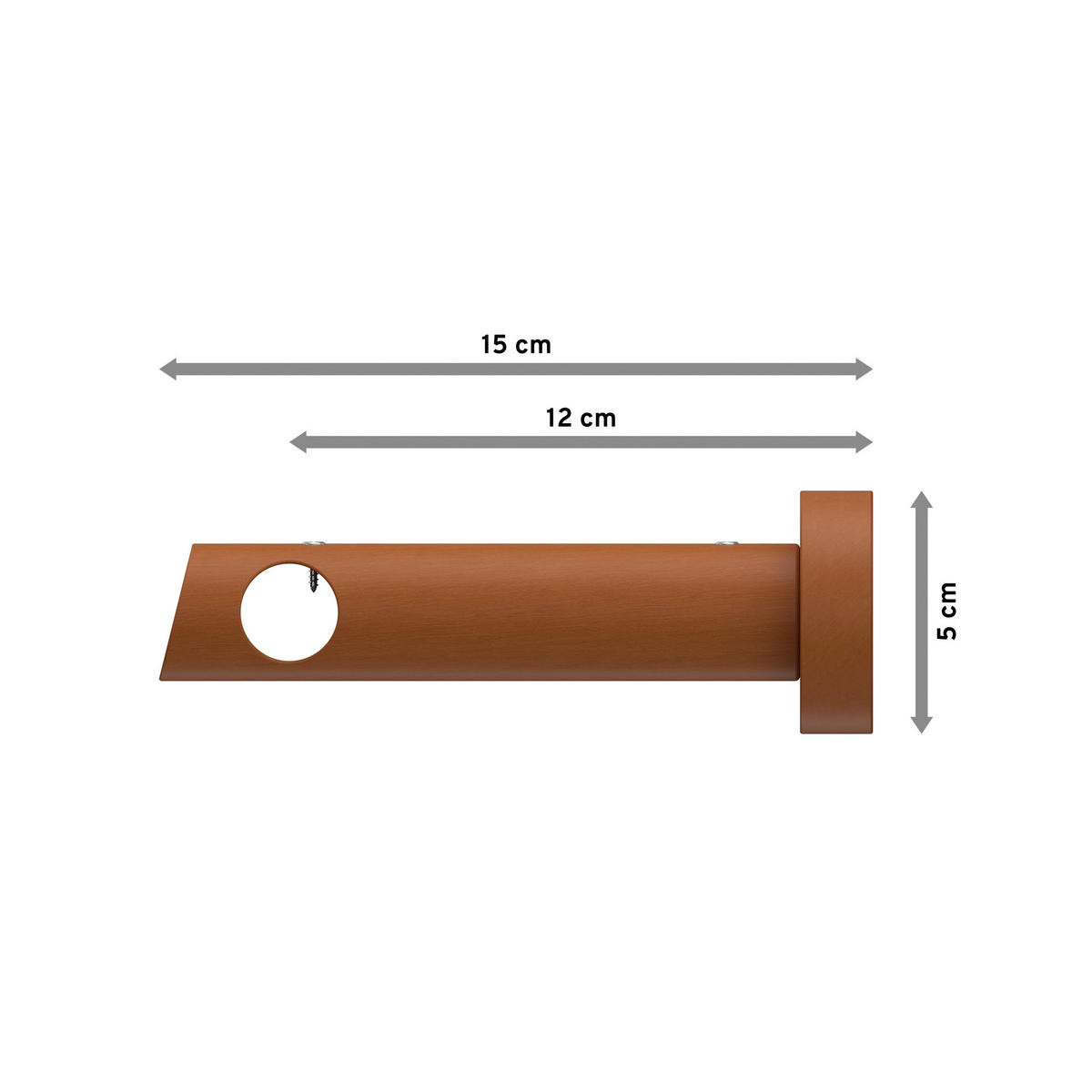 TRÄGER FÜR GARDINENSTANGEN 20 mm Ø, Talena 1-läufig, Kirschbaum - Kirschbaumfarben, Holz (15/5.3/5.3cm) - INTERDECO